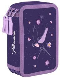 KARTON P+P Penar cu trei compartimente pentru copii, fără rechizite - model Flowers, Oxybag Penar