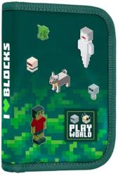 KARTON P+P Penar băieți cu un compartiment, pliabil, model Minecraft Playworld Premium Ligh - Oxybag Penar