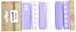  Dekor szalag+csipke szett, 6x2 m, lila