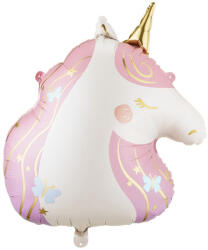  Unikornis fólia lufi krém-rózsaszín arany részletekkel, 52x61 cm (FB372)