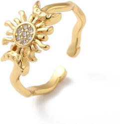  18K Aranyozott Cirkónia Strasszos Nap Hold Gyűrű