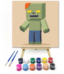  Négyzetes zombi - gyerek számfestő készlet - 40×40 cm (Keretre feszítve)