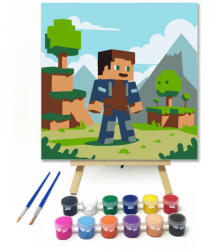  Kalandos kockahős - gyerek számfestő készlet - 40×40 cm (Keret nélkül)
