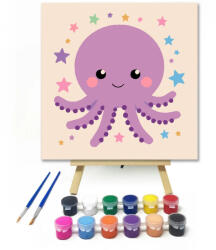  Kis lila polip - gyerek számfestő készlet - 50×50 cm (Keretre feszítve)