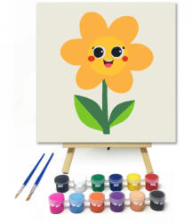  Mosolygós napraforgó - gyerek számfestő készlet - 30×30 cm (Keret nélkül)