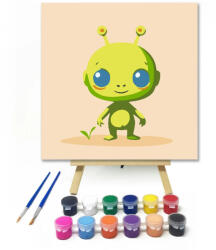  Mosolygós űrlény - gyerek számfestő készlet - 30×30 cm (Keret nélkül)