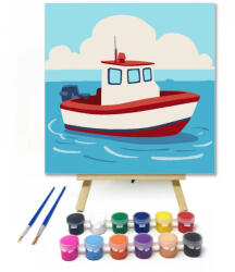  Békés motorcsónak - gyerek számfestő készlet - 50×50 cm (Keret nélkül)