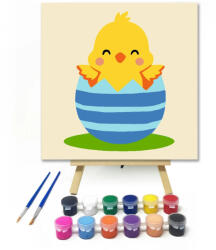  Vidám csibe - gyerek számfestő készlet - 40×40 cm (Keret nélkül)