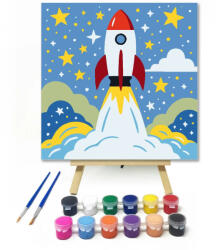  Csillagos felszállás - gyerek számfestő készlet - 50×50 cm (Keretre feszítve)