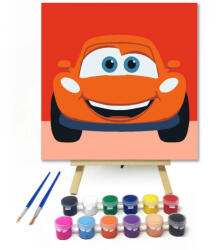  Vidám autó mosolya - gyerek számfestő készlet - 50×50 cm (Keret nélkül)