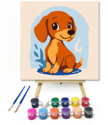  Játékos kutyus mosolya - gyerek számfestő készlet - 50×50 cm (Keret nélkül)