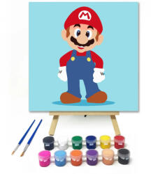  Bajuszos szerelő - gyerek számfestő készlet - 20×20 cm (Keretre feszítve)