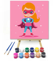  Szuperlány - gyerek számfestő készlet - 30×30 cm (Keret nélkül)