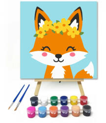  Bájos róka koszorúja - gyerek számfestő készlet - 20×20 cm (Keretre feszítve)