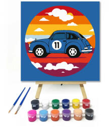  Régies versenyautó - gyerek számfestő készlet - 50×50 cm (Keret nélkül)