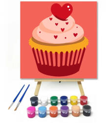  Szivecskés muffin - gyerek számfestő készlet - 30×30 cm (Keret nélkül)