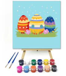  Mintás színes tojások - gyerek számfestő készlet - 50×50 cm (Keretre feszítve)