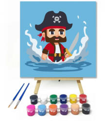  Kalózkapitány karddal - gyerek számfestő készlet - 40×40 cm (Keret nélkül)