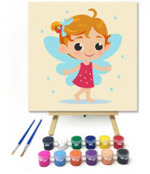  Bájos tündérlány - gyerek számfestő készlet - 20×20 cm (Keretre feszítve)