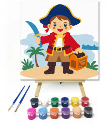  Kis kalóz kincse - gyerek számfestő készlet - 40×40 cm (Keretre feszítve)