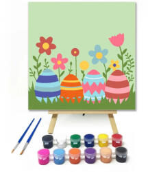  Színes tojások a kertben - gyerek számfestő készlet - 30×30 cm (Keret nélkül)