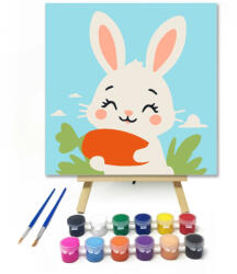  Mosolygós nyuszi répája - gyerek számfestő készlet - 30×30 cm (Keret nélkül)