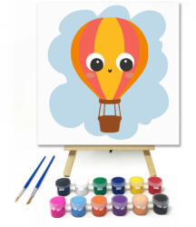  Vidám hőlégballon - gyerek számfestő készlet - 30×30 cm (Keret nélkül)