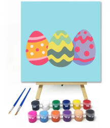  Színes tojások - gyerek számfestő készlet - 30×30 cm (Keretre feszítve)