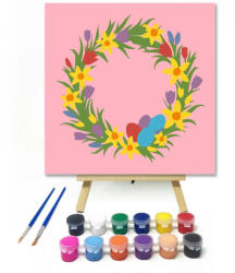 Színes tojáskoszorú - gyerek számfestő készlet - 30×30 cm (Keret nélkül)