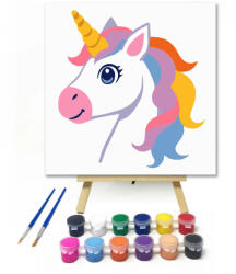  Tündéri unikornis varázsa - gyerek számfestő készlet - 50×50 cm (Keretre feszítve)