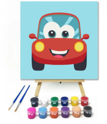  Mosolygós piros autó - gyerek számfestő készlet