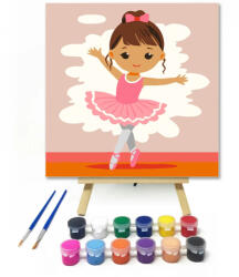  Mosolygós balerina - gyerek számfestő készlet - 50×50 cm (Keret nélkül)