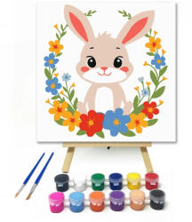  Bájos nyuszi koszorúja - gyerek számfestő készlet - 50×50 cm (Keret nélkül)
