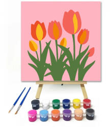  Tündéri tulipáncsokor - gyerek számfestő készlet - 40×40 cm (Keretre feszítve)