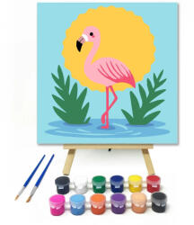  Flamingó a napfényben - gyerek számfestő készlet - 30×30 cm (Keret nélkül)