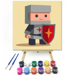  Pácélos kis lovag - gyerek számfestő készlet - 20×20 cm (Keretre feszítve)