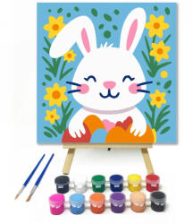  Bájos húsvéti nyuszi - gyerek számfestő készlet - 30×30 cm (Keret nélkül)