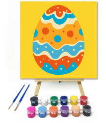  Vidám húsvéti tojás - gyerek számfestő készlet - 40×40 cm (Keretre feszítve)