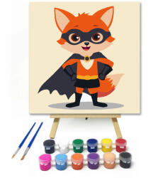  Hősies róka - gyerek számfestő készlet - 50×50 cm (Keretre feszítve)