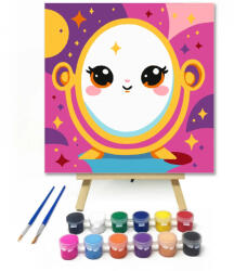  Mosolygós varázstükör - gyerek számfestő készlet - 30×30 cm (Keretre feszítve)