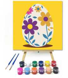  Virágos húsvéti tojás - gyerek számfestő készlet - 40×40 cm (Keret nélkül)