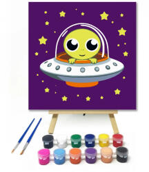  Kíváncsi kis idegen - gyerek számfestő készlet - 50×50 cm (Keretre feszítve)