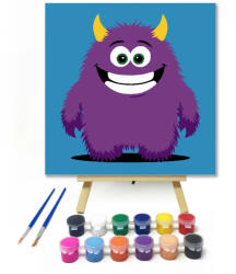  Huncut szörnyecske mosolya - gyerek számfestő készlet - 30×30 cm (Keretre feszítve)