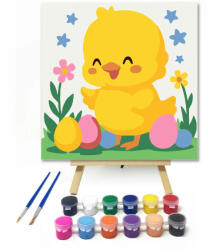  Mosolygós csibe - gyerek számfestő készlet - 30×30 cm (Keretre feszítve)