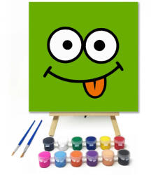  Huncut szörnyecske grimasza - gyerek számfestő készlet - 30×30 cm (Keretre feszítve)