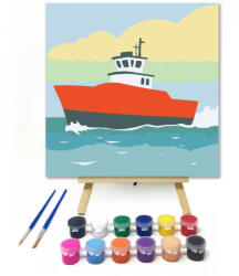  Tengeri hajóút - gyerek számfestő készlet - 50×50 cm (Keretre feszítve)