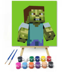  Kockás zombi - gyerek számfestő készlet - 30×30 cm (Keretre feszítve)