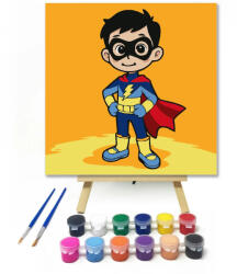  Leggyorsabb szuperhős - gyerek számfestő készlet - 50×50 cm (Keretre feszítve)