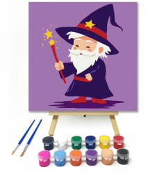  Vidám varázsló - gyerek számfestő készlet - 30×30 cm (Keretre feszítve)