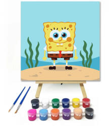  Mosolygós tengeri szivacs - gyerek számfestő készlet - 40×40 cm (Keretre feszítve)